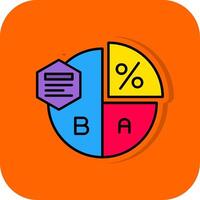 Pie chart Filled Orange background Icon vector