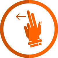 Two Fingers Left Glyph Orange Circle Icon vector