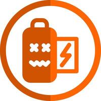 Battery dead Glyph Orange Circle Icon vector