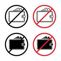 No wallet sign vector