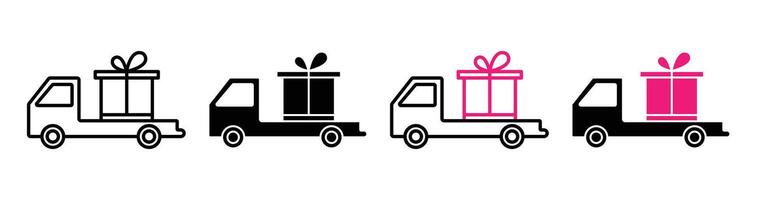 Truck carrying gift box icon vector