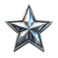 AI generated three silver metallic star shape isolated on transparent background ,generative ai png