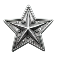 AI generated three silver metallic star shape isolated on transparent background ,generative ai png