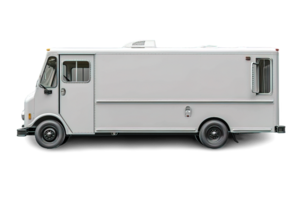 AI generated Food Truck Isolated on Transparent Background ,side view food truck png ,generative ai