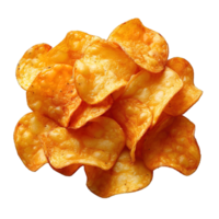 AI generated Potato chips isolated on transparent background ,top view potato chips ,generative ai png