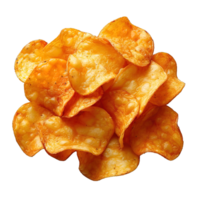 ai generiert Kartoffel Chips isoliert auf transparent Hintergrund ,Spitze Aussicht Kartoffel Chips ,generativ ai png