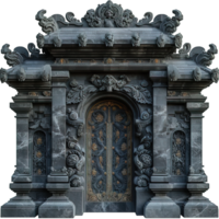 AI generated Bali Temple Stone Gate Isolated on Transparent Background ,generative ai png