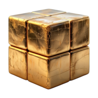 AI generated Gold Cube Isolated on Transparent Background ,generative ai png