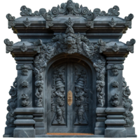 AI generated Bali Temple Stone Gate Isolated on Transparent Background ,generative ai png