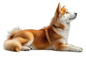 ai gerado lado Visão dourado akita inu cachorro isolado em transparente fundo , generativo ai png