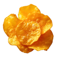 AI generated Potato chips isolated on transparent background ,top view potato chips ,generative ai png