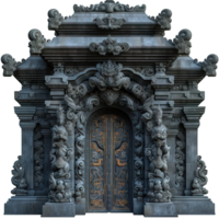 AI generated Bali Temple Stone Gate Isolated on Transparent Background ,generative ai png