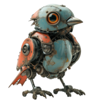 AI generated cyborg bird isolated on transparent background ,robot bird png ,generative ai