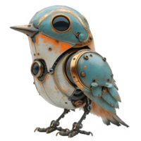 AI generated cyborg bird isolated on transparent background ,robot bird png ,generative ai