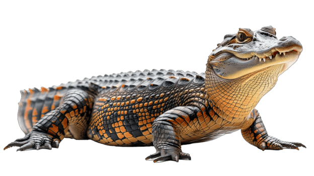 AI generated side view crocodile isolated on transparent background ,generative ai png