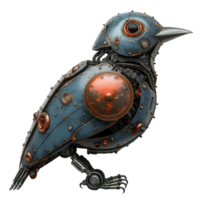 AI generated cyborg bird isolated on transparent background ,robot bird png ,generative ai