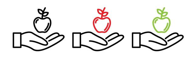 Apple in hand icon vector