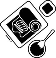 Sushi making glyph and line vector illustration
