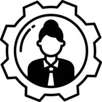 Cogwheel woman glyph and line vector illustration