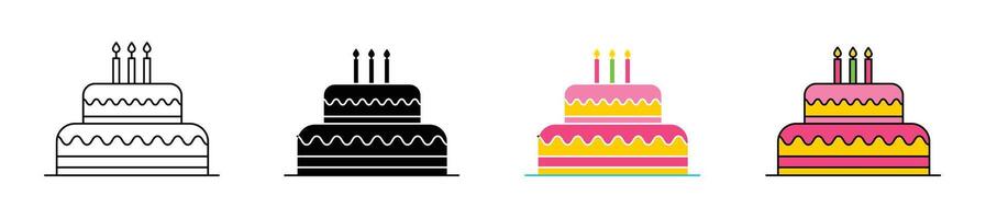 icono de pastel de cumpleaños vector