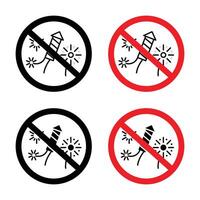 Ban on fireworks sign vector