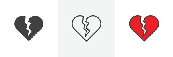 icono de corazon roto vector