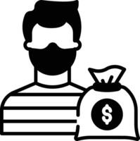 robber glyph and line vector illustration