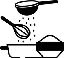 Flour whisking glyph and line vector illustration