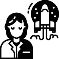 Woman Scientist glyph and line vector illustration