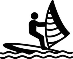 Wind surfing glyph and line vector illustration