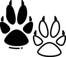 Paw glyph and line vector illustration