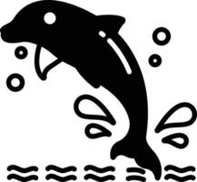 Dolphin glyph and line vector illustration