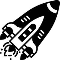 Spacecraft glyph and line vector illustration