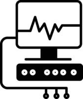 ecg máquina glifo y línea vector ilustración