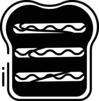 sausage toast glyph and line vector illustration