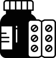 Medicine bottle glyph and line vector illustration