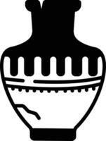 Ancient jar glyph and line vector illustration