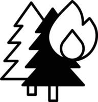 Bush fire glyph and line vector illustration