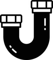 U Shaped Pipe glyph and line vector illustration