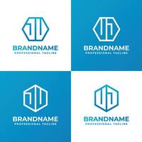 Letters JU or JV and UJ or VJ Hexagon Logo Set, suitable for business with JU, JV, UJ, or VJ initials vector