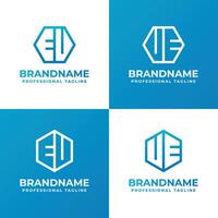 Letters EV and VE Hexagon Logo Set vector