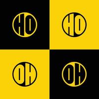 Simple HO and OH Letters Circle Logo Set, suitable for business with HO and OH initials vector