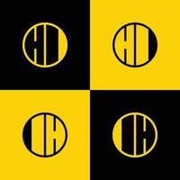 Simple HI and IH Letters Circle Logo Set, suitable for business with HI and IH initials vector