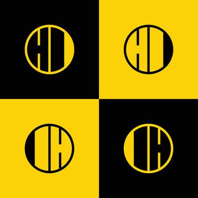 Simple HI and IH Letters Circle Logo Set, suitable for business with HI and IH initials