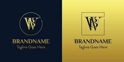 Letters BW In Circle and Square Logo Set, for business with BW or WB initials vector