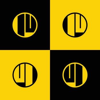 Simple IU and UI Letters Circle Logo Set, suitable for business with IU and UI initials vector