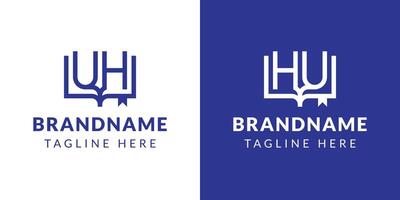 Letters HU and UH Book Logo, suitable for business related to book with HU or UH initials vector