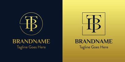 Letters BT In Circle and Square Logo Set, for business with BT or TB initials vector