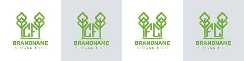 Letters CF and FC Greenhouse Logo, for business related to plant with CF or FC initials vector