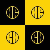 Simple HR and RH Letters Circle Logo Set, suitable for business with HR and RH initials vector